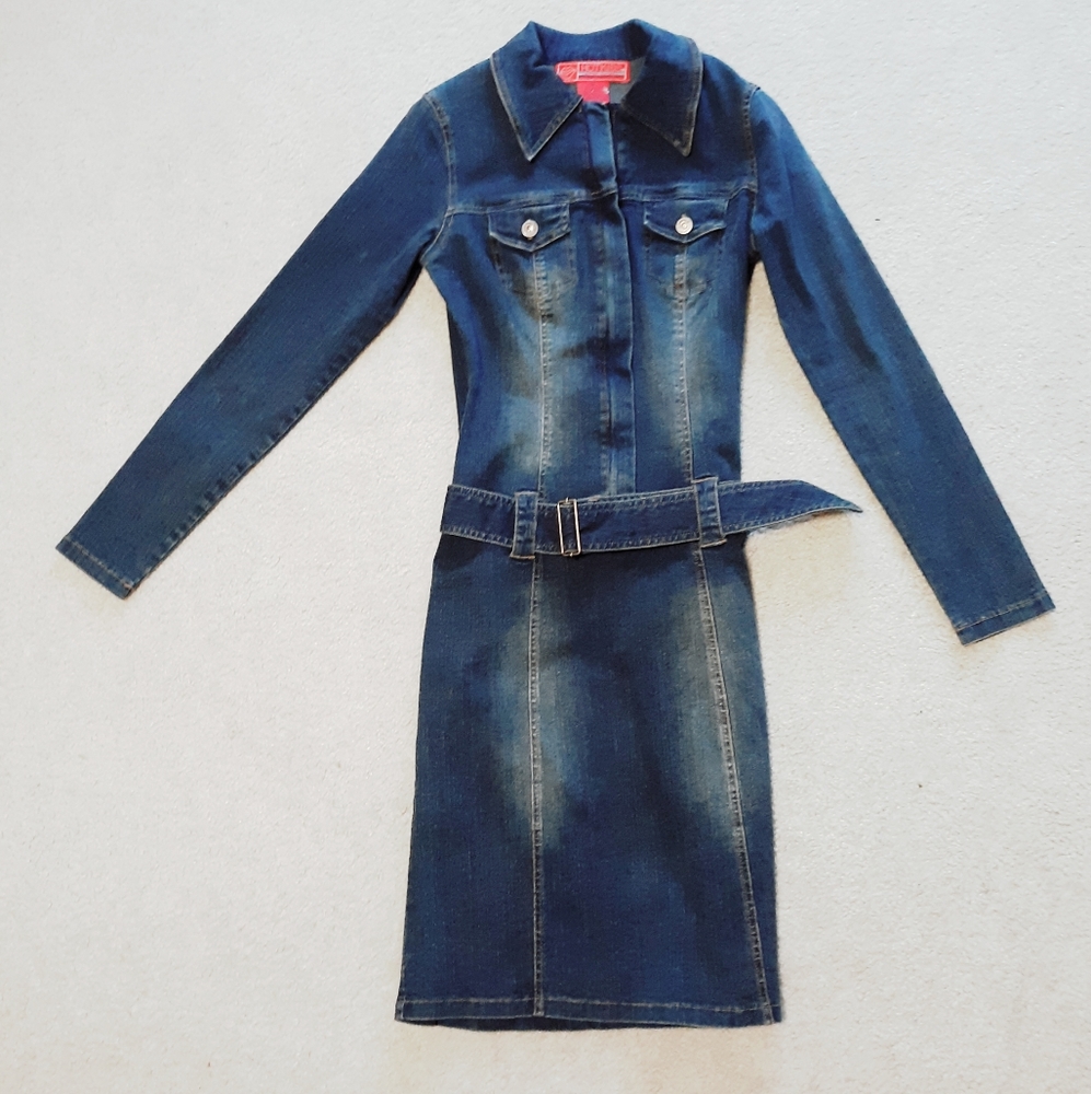 Hot Kiss Denim Jean Dress With Belt